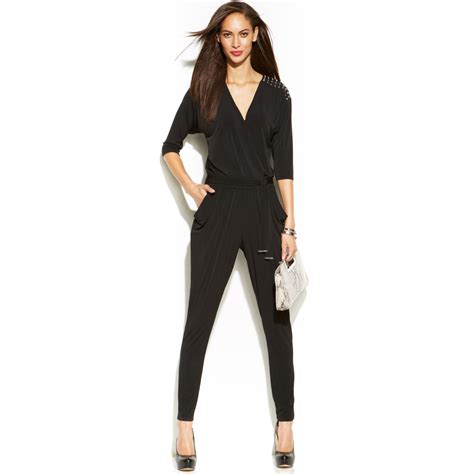 michael kors jumpsuit macys|Michael Kors long sleeve jumpsuit.